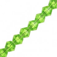 Faceted glass bicone beads 6mm Tranparent light green